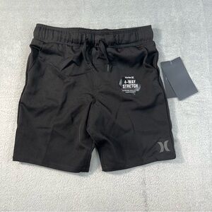 Hurley Hybrid Shorts Boys Sz 5 Black 4-Way Stretch Boardwalk Swim NWT
